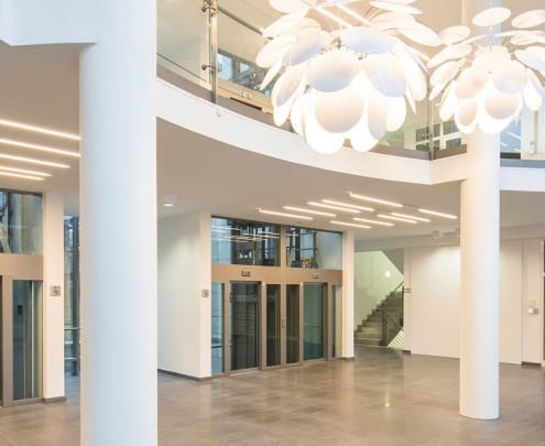 Eingangshalle einer Büroimmobilien in Düsseldorf: Vermietungsmanagement der HIH Real Estate